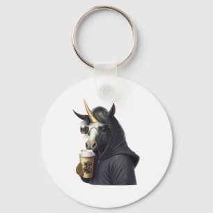 Porte-clés Une licorne avec un sweat - shirt à capuche boit u