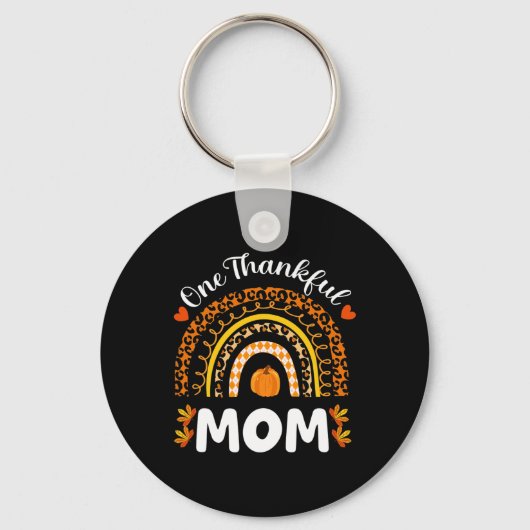 Porte-clés Une Maman Merci Thanksgiving Rainbow Fall Leopard (Recto)