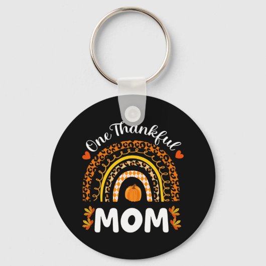 Porte-clés Une Maman Merci Thanksgiving Rainbow Fall Leopard (Recto)