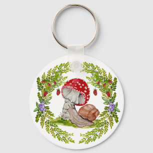 Porte-clés Une mouche colorée de la forêt et un escargot