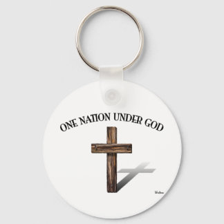 Porte-clés Une nation sous Dieu avec une croix robuste