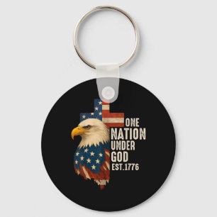 Porte-clés Une nation sous Dieu Drapeau 4 juillet Patriotique