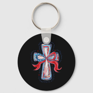 Porte-clés Une nation sous Dieu Drapeau américain 4 juillet P