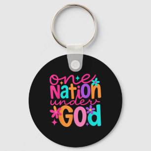 Porte-clés Une nation sous Dieu, Jésus Bible Croix Patriotiqu