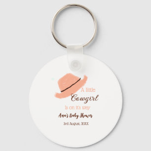 Porte-clés Une petite cowgirl est en route shower bébé orange