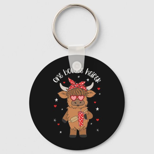 Porte-clés Une vache boujee tumbler joyeuse Saint-Valentin (Recto)