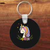 Porte-clés Unicorn Cute Whimsical Girly D Name (Recto)