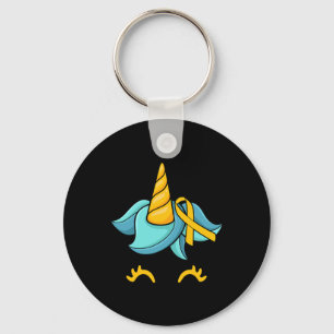 Porte-clés Unicorn Face Enfance Cancer Sensibilisation Ruban