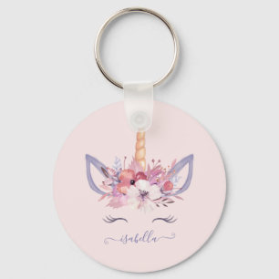 Porte-clés Unicorn floral watercolor birthday