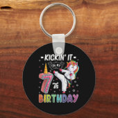 Porte-clés Unicorn Karate 7e anniversaire 7 sept ans Taek (Recto)