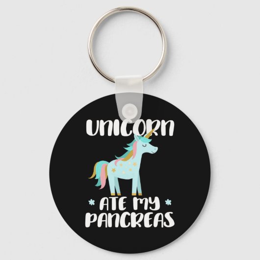 Porte-clés Unicorn Mangé Mes Pancréas - Mignonne Diabétique U (Recto)