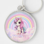Porte-clés Unicorn Nom personnalisé Rainbow Girly (Devant)