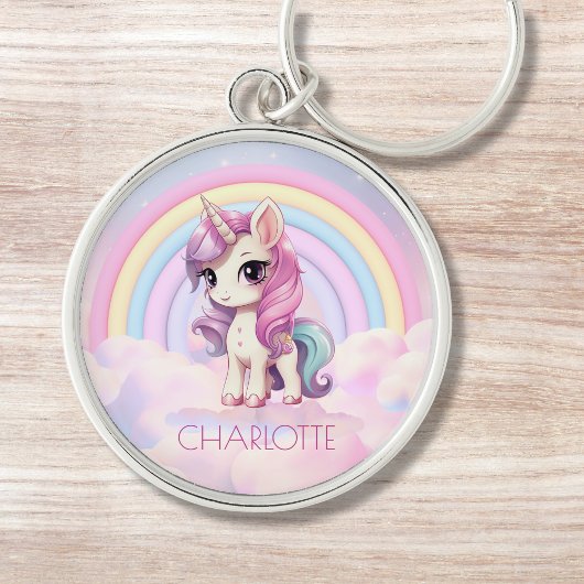 Porte-clés Unicorn Nom personnalisé Rainbow Girly
