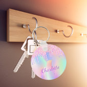 Porte-clés Unicorn parties scintillant arc-en-ciel nom hologr