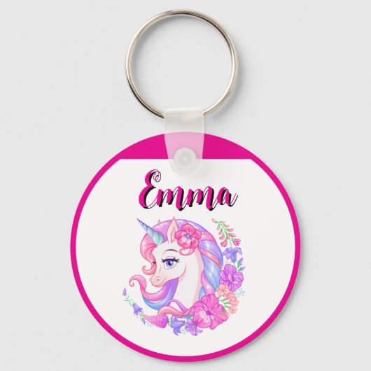 Porte-clés unicorn & personalize your name  (Recto)