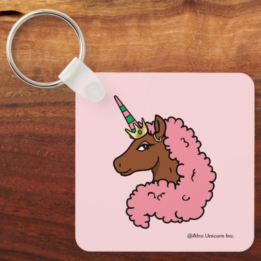 Porte-clés Unicorne Afro Rose clair (Recto)