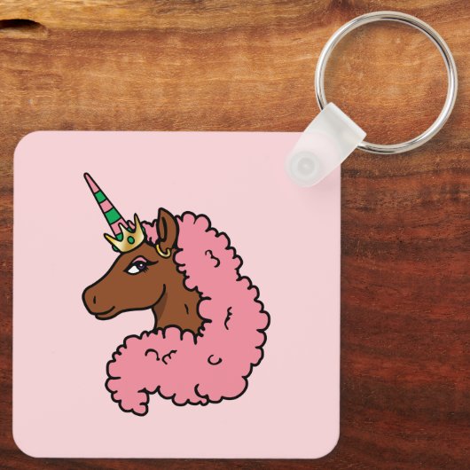 Porte-clés Unicorne Afro Rose clair (Verso)
