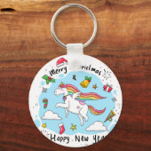 Porte-clés Unicorne de Noël (Recto)