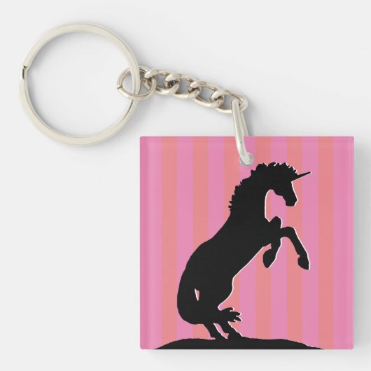 Porte-clés Unicorne d'élevage noir (rayé rose) (Devant)