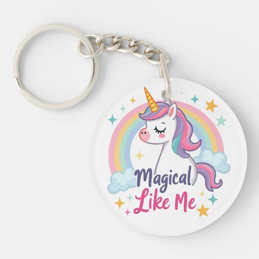 Porte-clés Unicorne douce avec arc-en-ciel (Devant)