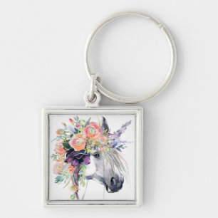 Porte-clés Unicorne en fleurs