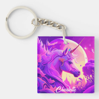 Porte-clés Unicorne magique sous le clair de lune