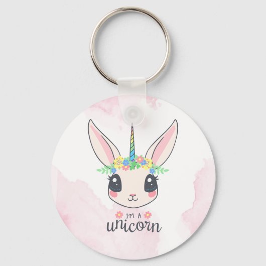 Porte-clés Unicorne rose doux (Recto)