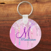 Porte-clés Unicorne rose mignonne Parties scintillant arc-en- (Recto)