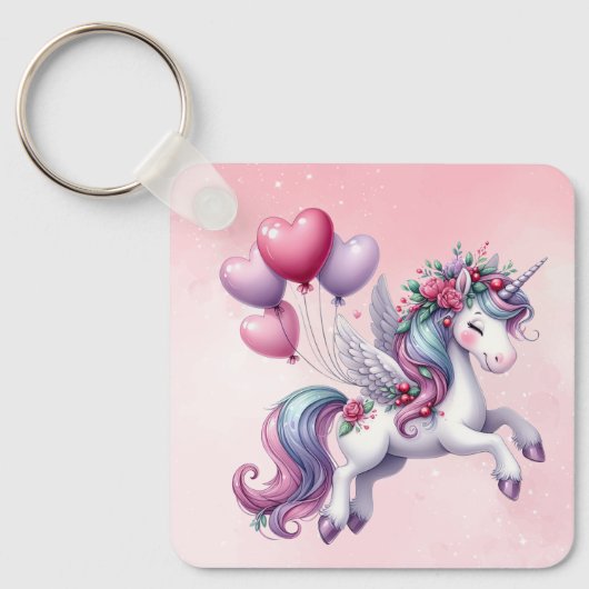 Porte-clés Unicorne rose pastel (Recto)