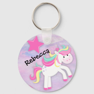 Porte-clés Unicorne rose Pastel personnalisé