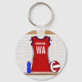Porte-clés Uniforme de Custom Netball Red with Blue and White (Verso)