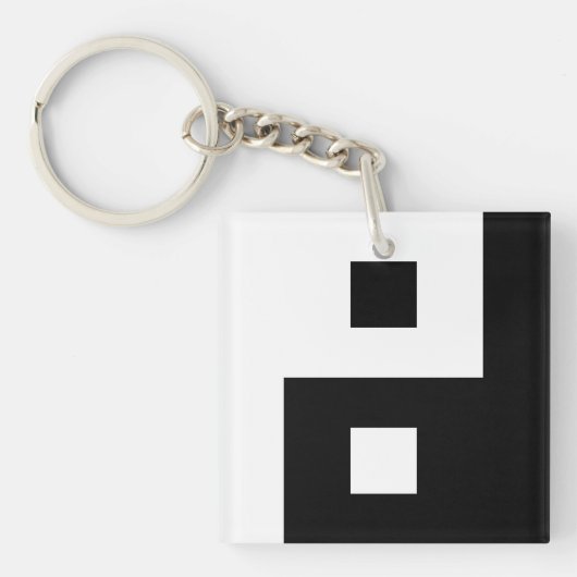 Porte-clés Unique Carré Yin et Yang Balance Pixel Art (Devant)