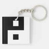 Porte-clés Unique Carré Yin et Yang Balance Pixel Art (Dos)