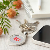 Porte-clés Unique en tendance gris rouge gras monogramme nom  (Côté )