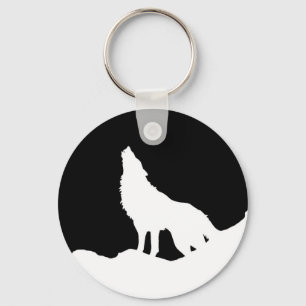 Porte-clés Unique Noir & Blanc Pop Art Wolf Silhouette