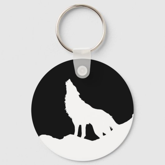 Porte-clés Unique Noir & Blanc Pop Art Wolf Silhouette (Recto)
