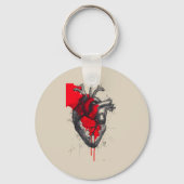 Porte-clés Unique Red Splatter Human Heart Keychain (Recto)