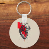 Porte-clés Unique Red Splatter Human Heart Keychain (Recto)