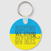 Porte-clés United we stand Ukraine encouragements jaune bleu (Recto)