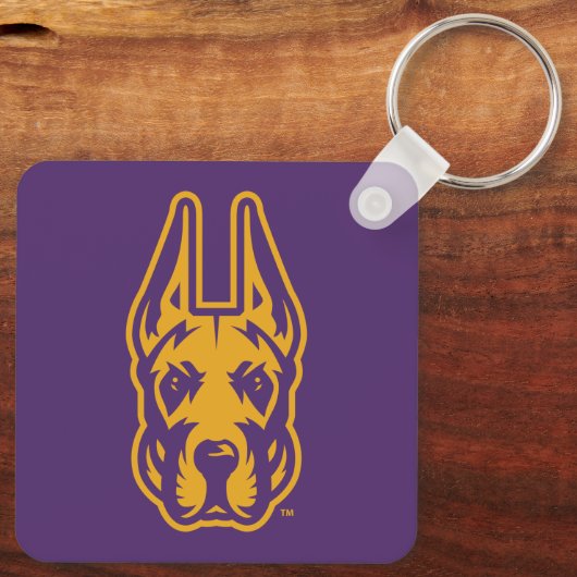 Porte-clés Université d'Albany Chef de la mascotte Great Dane (Verso)