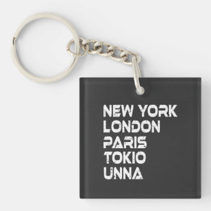 Porte-clés Unna New York Londres Paris Tokyo