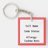 Porte-clés URGENCE Coordonnées Porte - clé Epi Pen (Devant)