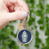Porte-clés Urne asiatique décorative en bleu et blanc (main)