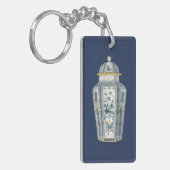 Porte-clés Urne asiatique décorative en bleu et blanc (Devant gauche)