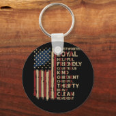 Porte-clés US America Flag Scouting Scout Law (Recto)