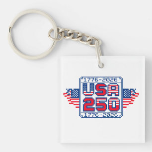 Porte-clés USA 250 – 1776 à 2026 Pixel Art