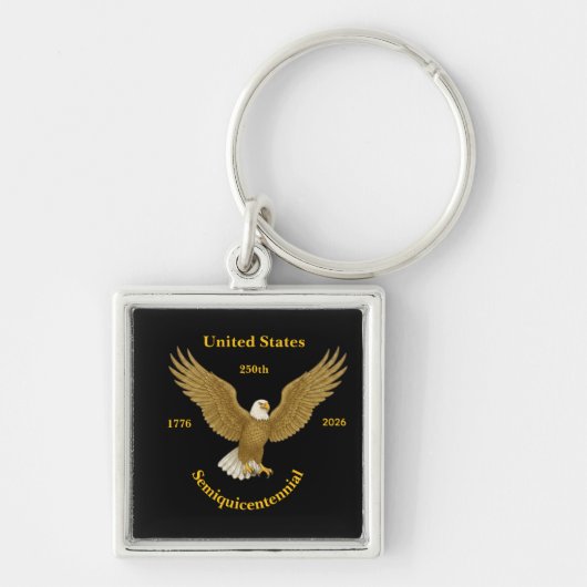 Porte-clés USA 250 Elegant Black With Aluminum Frame Keychain (Devant)