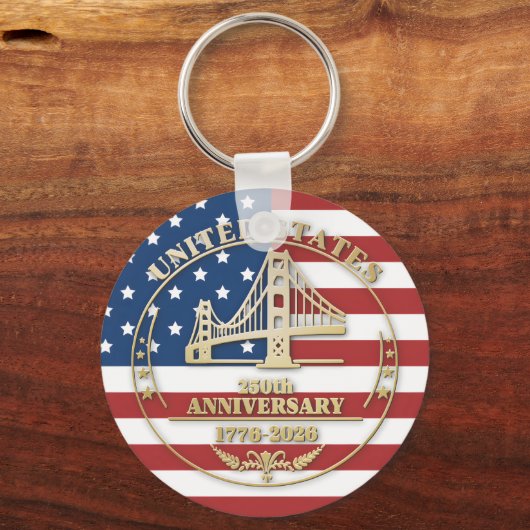 Porte-clés USA 250th Anniversary Golden Gate Patriotic Flag  (Recto)