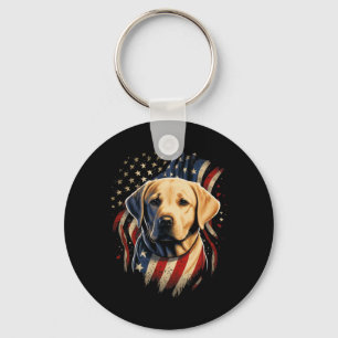 Porte-clés Usa 4 juillet Patriotique Jaune Amérique Labrador