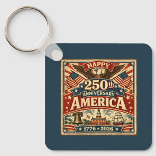 Porte-clés USA Amérique 250e anniversaire vintage patriotique